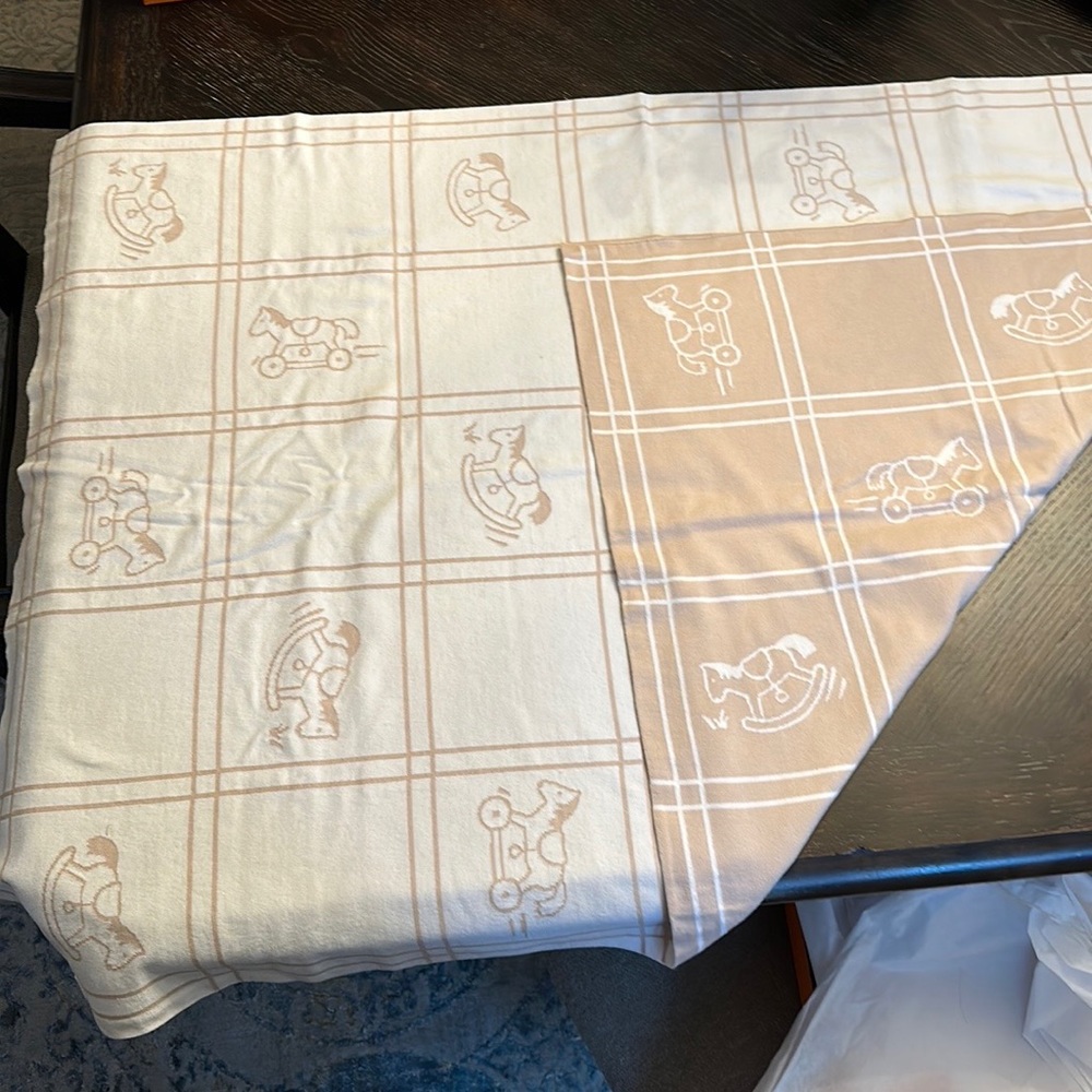 Hermes cotton knit Adada baby blanket. Authentic new in box.